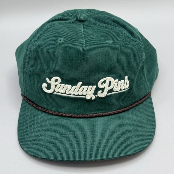 adidas Other - Adidas Sunday Pins Hat Green Golf Corded‎ Leather Strapback Corduroy Cap